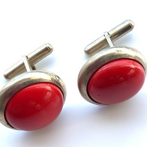 Vintage Red Gold Tone Cufflinks